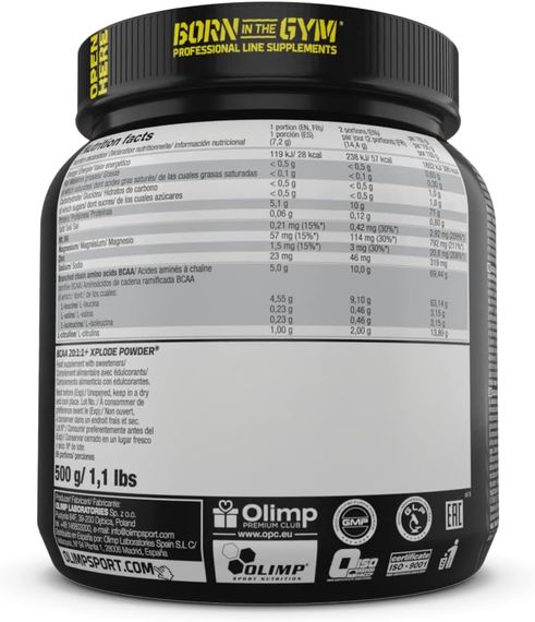 Амінокислоти Olimp BCAA 20:1:1 Xplode Powder 500 г, грейпфрут | Зображення 1