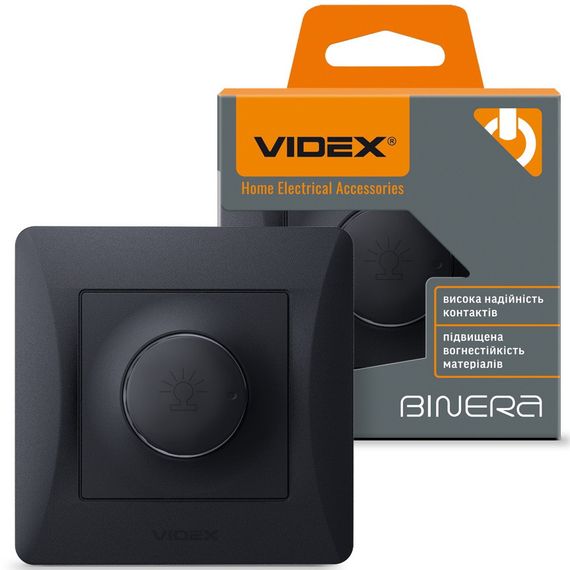 Димер 600 Вт с повышенной огнеупорностью VIDEX BINERA VF-BNDM600-BG черный графит | Зображення 1