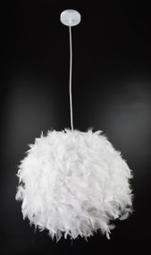 Люстра підвісна з пір'ям на 1 лампочку 25998 Білий 40-120х45х45 см.