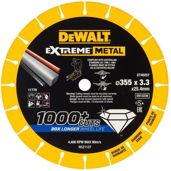 Диск діамантовий по металу 355х3.3х25.4 мм DeWALT DT40257