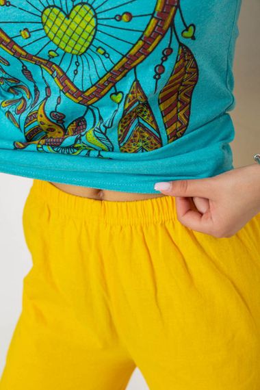 Піжама жіноча з принтом, колір бірюзовий, 243R30014 | Зображення 4