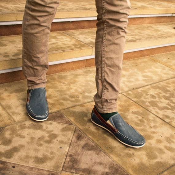 Мужские летние мокасины синего цвета 40 42 размер. Мужская обувь Кадар | Зображення 6