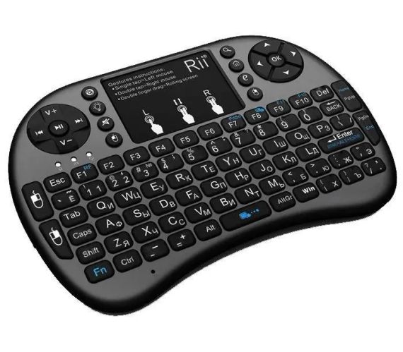 Беспроводная мини клавиатура, русская с тачпадом и подсветкой UKC i8 2.4G для Smart TV, клавиатура пульт | Зображення 1