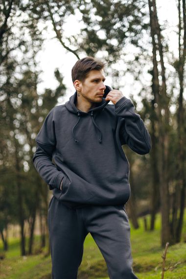 Костюм теплий чоловічий oversize графіт | Зображення 2