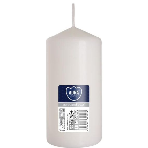 Свічка столова циліндр Bispol AURA Candles sw60/120-090 Білий