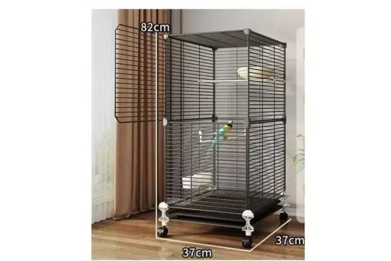 Металева клітка для птахів на колесах з аксесуарами 82х37х37см KP-82 | Зображення 5