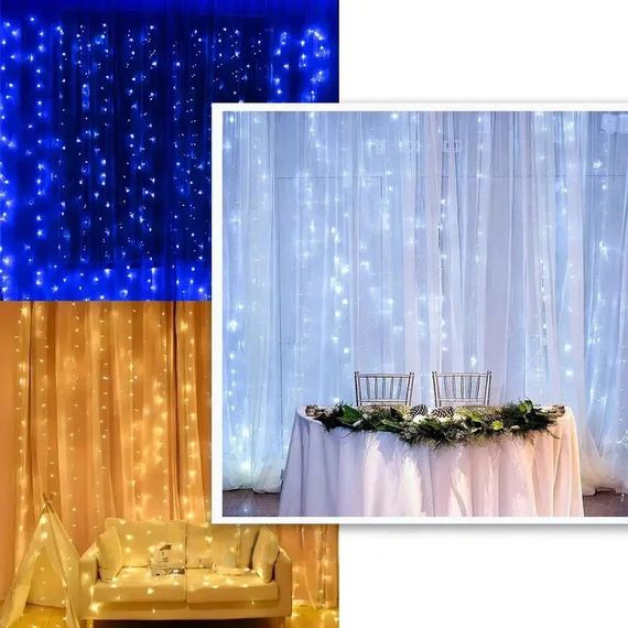 Світлодіодна гірлянда-водоспад Сіточка XPRO 3x3 м 300 LED теплий білий світло IP44 (234564306_377) | Зображення 2