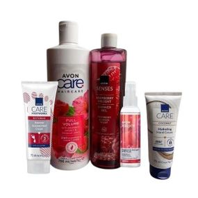 Подарунковий набір «Соковиті ягоди» Avon Care & Senses | гель для душу, лосьйон для тіла, крем для рук, спрей для тіла,