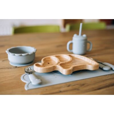 Тарелка детская FreeON Bear, силіконова grey (46323) | Зображення 3