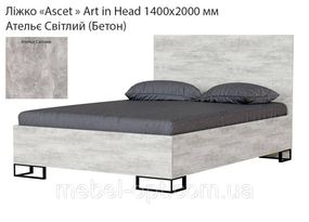 Ліжко Ascet (Аскет) Art in Head, у скандинавському стилі 1400х2000 мм колір Ательє світлий (Бетон)