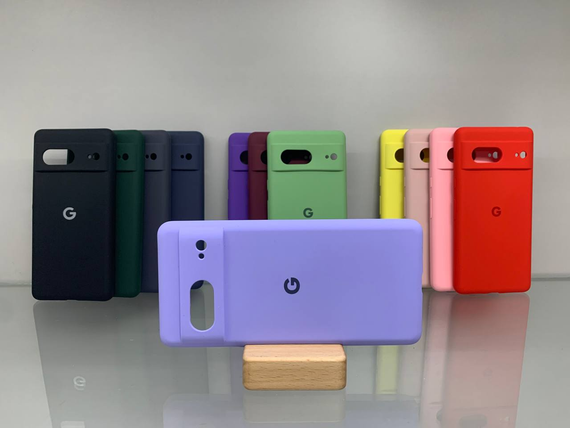 Google Pixel 7 Протиударний чохол з логотипом софт тач голубий