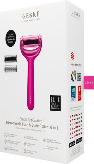 Електронний ролер для обличчя та тіла з мікроголками GESKE MicroNeedle Face&Body Roller 8в1 magenta | Зображення 7