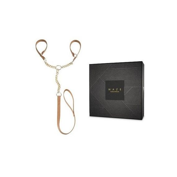 Наручники з повідцем Indiscrets MAZE - T-Restraints Black, подарункова упаковка | Зображення 5