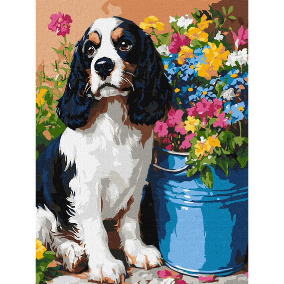 Картина за номерами "Милий спанієль" Ідейка KHO6672 30х40 см