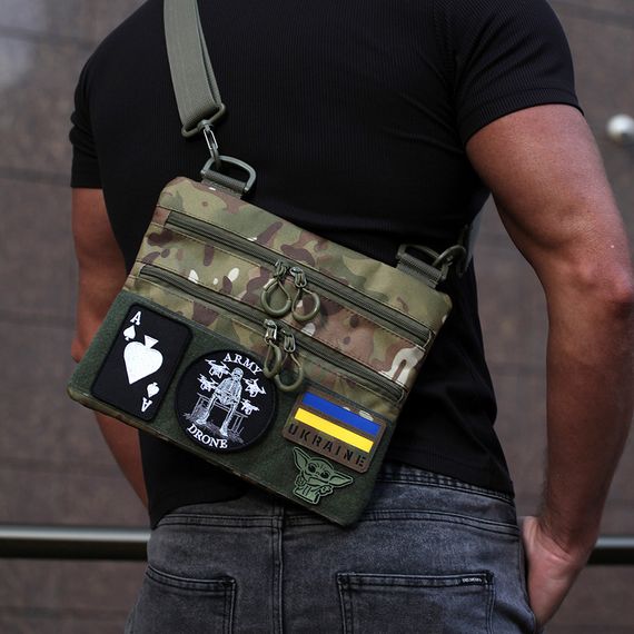Військова сумка всу чоловіча сумка слінг, Сумка маленька брезентова Багатофункціональна тактична GP-61 | Зображення 8