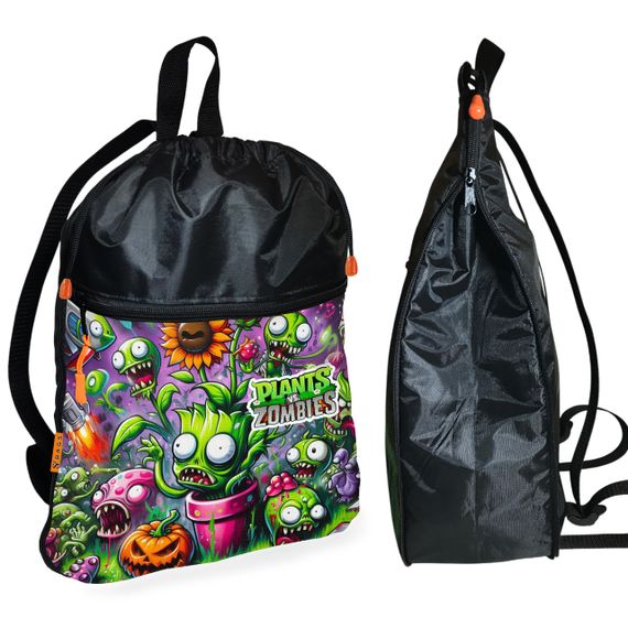 Рюкзак-мешок для обуви,спортивной формы Растения Против Зомби детская сумка для сменки с расширителем (01376)