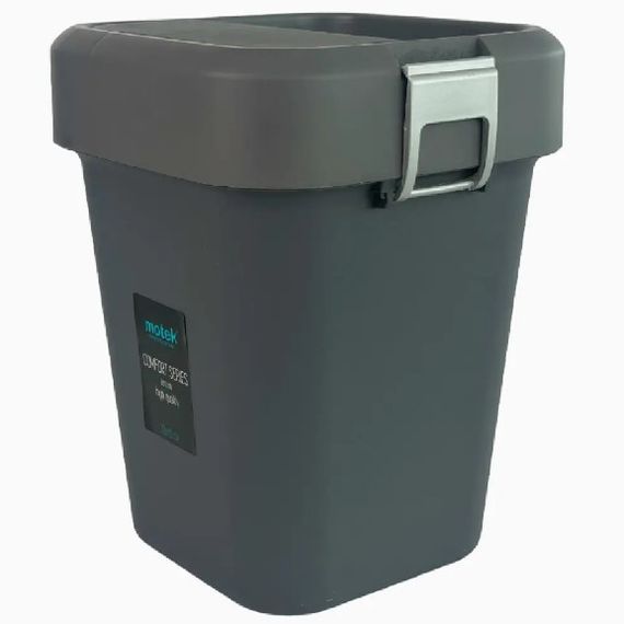 Відро для сміття Motek на 8 л з поворотною кришкою 22.5х22.5х30 см Антрацит (COB-410)