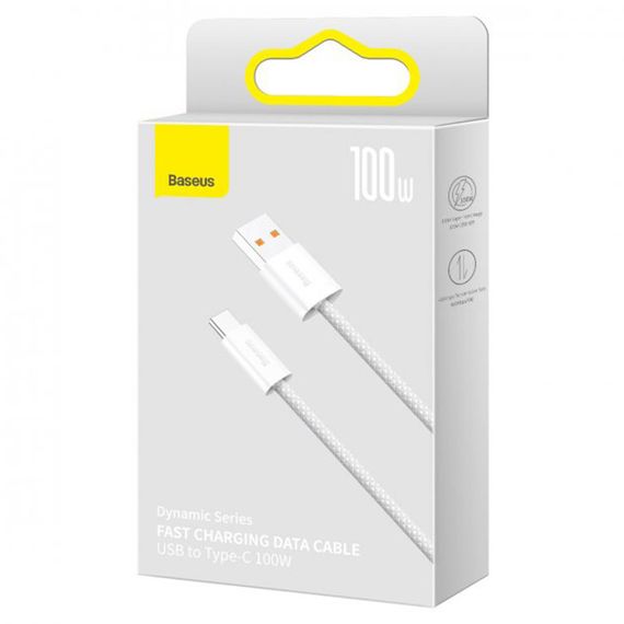 Дата кабель Baseus Dynamic Series USB to Type-C 100W (1m) (CALD000616) White | Зображення 4