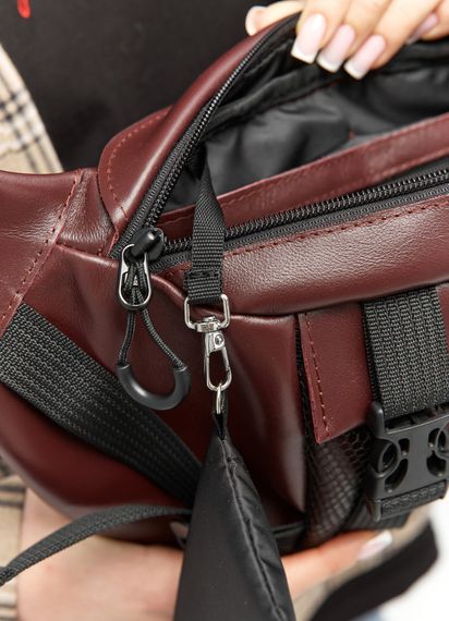 Велика жіноча поясна сумка бананка Sambag DynamicDart марсала 38 × 21 × 7 см (80411120) | Зображення 6