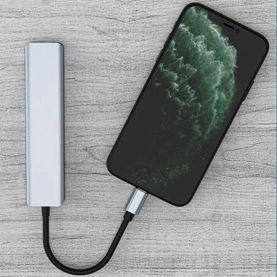 USB хаб концентратор 7в1 (Type-C to HDMI+SD+TF+3хUSB +PD) / Багатопортовий розгалужувач USB | Зображення 4