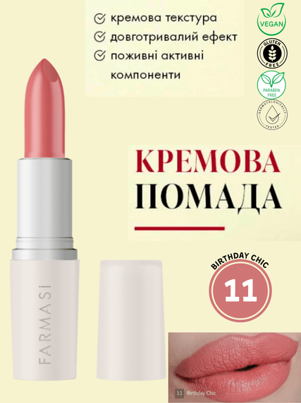 Кремова помада для губ Farmasi 11 Birthday Chic 4 г