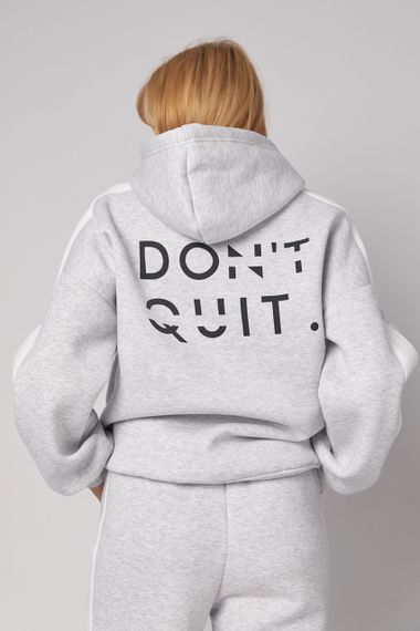Теплий спортивний костюм жіночий з написом Don't quit - світло-сірий цвет, L (є розміри) | Зображення 1