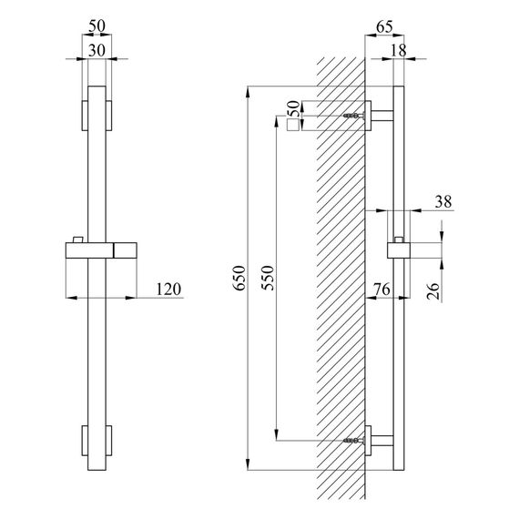 Штанга для душу Kroner KRP Edelstahl Kubus - SCH230 (CV034876) | Зображення 1