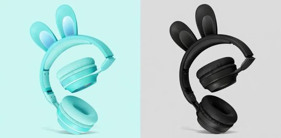 Дитячі бездротові Bluetooth навушники з вушками зайчика RGB Picun B12 4704/4705 VJ