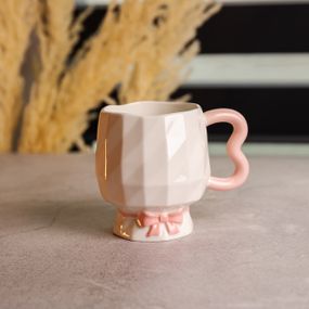 Чашка фарфоровая на ножке 400 (мл) оригинальная кружка на подарок чашка для чая и кофе Розовый FM-39C