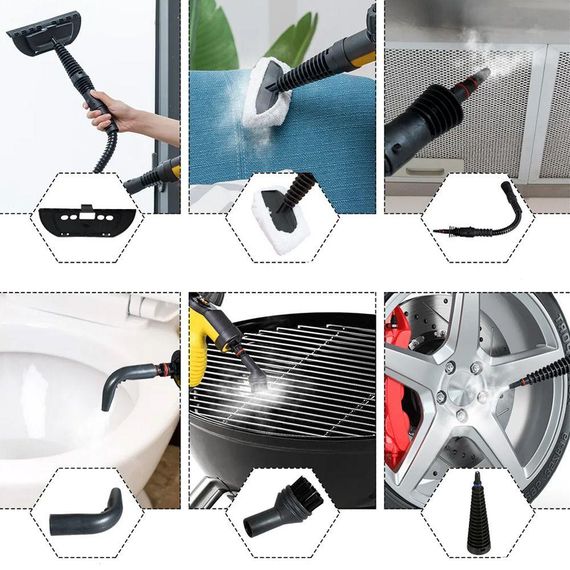 Пароочисник ручний на 350мл, 1000Вт, з насадками Steam Cleaner DF-A001 / Відпарювач з функцією пароочисника для дому | Зображення 7