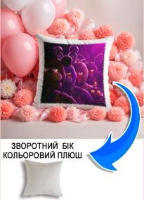 Подушка плюшева Мерч Крафт Дизайн з принтом П'ять ночей з Фредді fnaf 03 сірий плюш квадратна 33х33 см