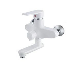 Змішувач для ванни PLAMIX OSCAR-008 EURO SET WHITE (зі шлангом, лійкою та кронштейном) (PM0698)