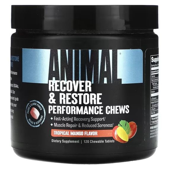 Послетренировочный комплекс Universal Animal Recover and Restore Performance Chews 120 жевательных таблеток  (Tropical Mango)