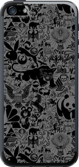 Чехол на iPhone 5 Чёрно-серый стикер бомбинг "2432u-18-17620"