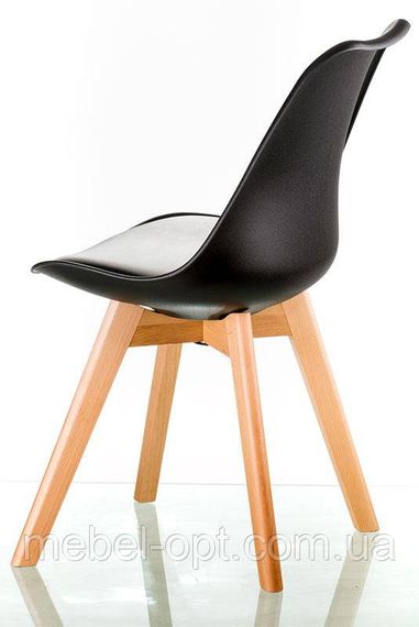 Стул Sedia black DSM Eames Style, черное пластикое сиденье с мягкой подушкой и деревянные буковые ножки | Зображення 4