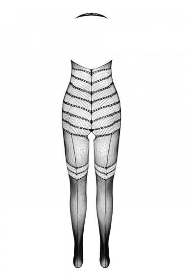 Бодістокінг з плетінням на животику Passion BS100 One Size, red, декоративний шов, з доступом | Зображення 3