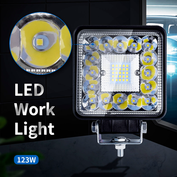 Фара світлодіодна освітлення заднього ходу 41 LED 123 W, додаткова фара LED 12/24В (106х106х25мм) | Зображення 4