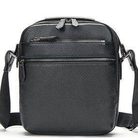 Чоловіча шкіряна сумка через плече чорна Tiding Bag 711511
