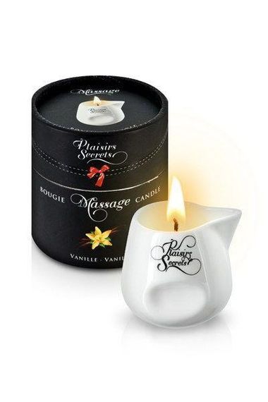 Массажная свеча Plaisirs Secrets Vanilla (80 мл) подарочная упаковка, керамический сосуд sexstyle