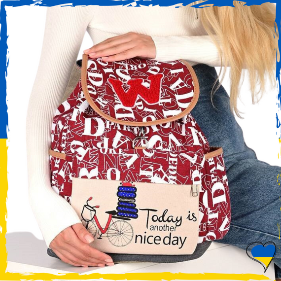 Рюкзак вместительный женский красный. Текстиль. Вместительный, симпатичный | Зображення 1