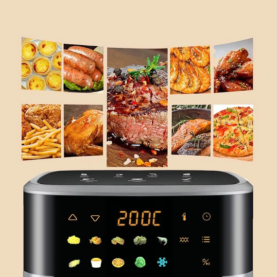 Аерофритюрниця Sokany SK 10085 2200W Аерогриль безмасляна мультипіч для приготування без олії  12л з сенсорним керуванням | Зображення 3