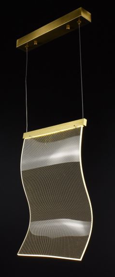 Люстра світлодіодна підвісна LED світильник для квартири на стелю лед 26907 Латунь 45-200х5х30 см. | Зображення 3