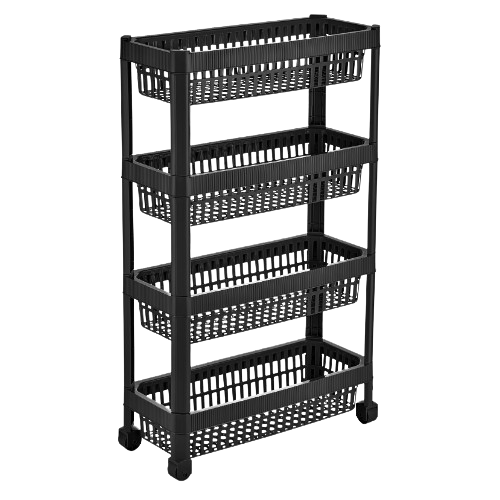 LINE етажерка універсальна на колесах, дизайн в вертикальну смужку (6) (х86 чорний (black))