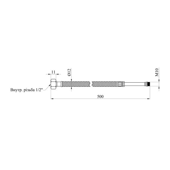 Гнучка підводка для підключення змішувача Kroner KRP 1/2"хМ10 ВЗ 50 см в обплетенні з нержавіючої сталі (пара) | Зображення 1