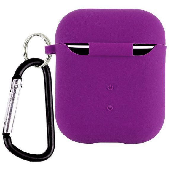 Силиконовый футляр с микрофиброй для наушников Airpods 1/2 Фиолетовый / Grape | Зображення 1
