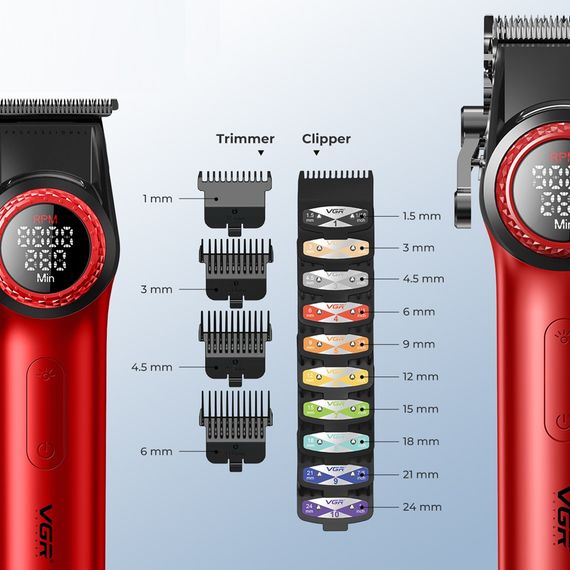 Комплект для стрижки VGR STEPLESS PRO 3 IN 1 RED червоний | Зображення 4