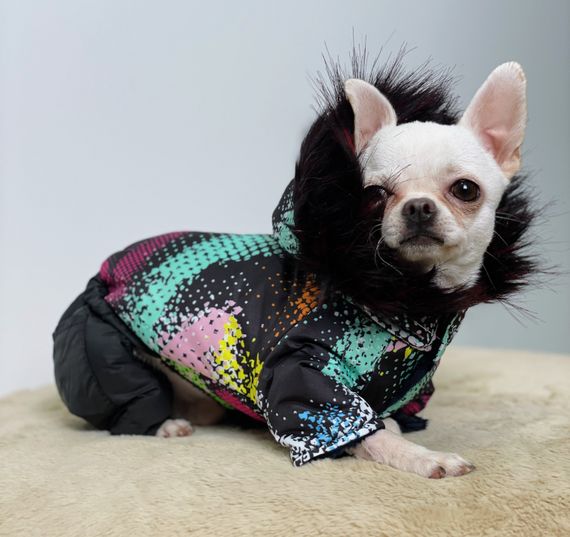 Зимовий комбінезон на хутрі абстракція кольоровий AM-23 | Зображення 1