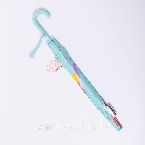 Класична дитяча парасолька-тростина механічна з поліестеру міцна надійна 8 спиць діаметр 89 см М'ятний HP-23-12M | Зображення 1