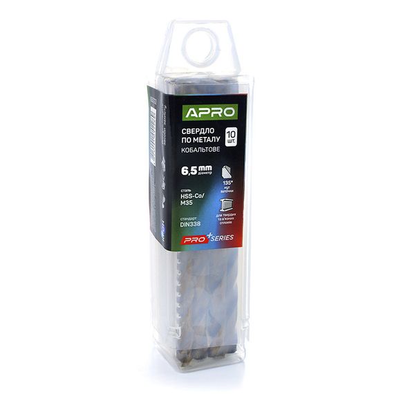 Свердло для металу кобальтове HSS-Co/M35 Ø 6.5 мм (тубус, кратність10 шт.) PRO APRO 8307221