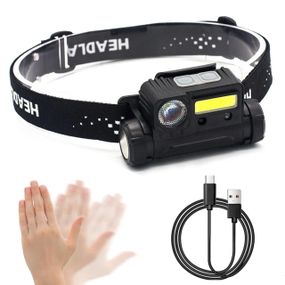 Налобний ліхтар з датчиком руху, від USB, BL 123 COB / Акумуляторний ліхтарик на голову
